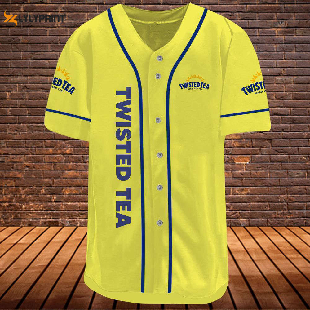 Vintage Yellow Twisted Tea Baseball Jersey - lylyprint.com baseball jersey product view 2