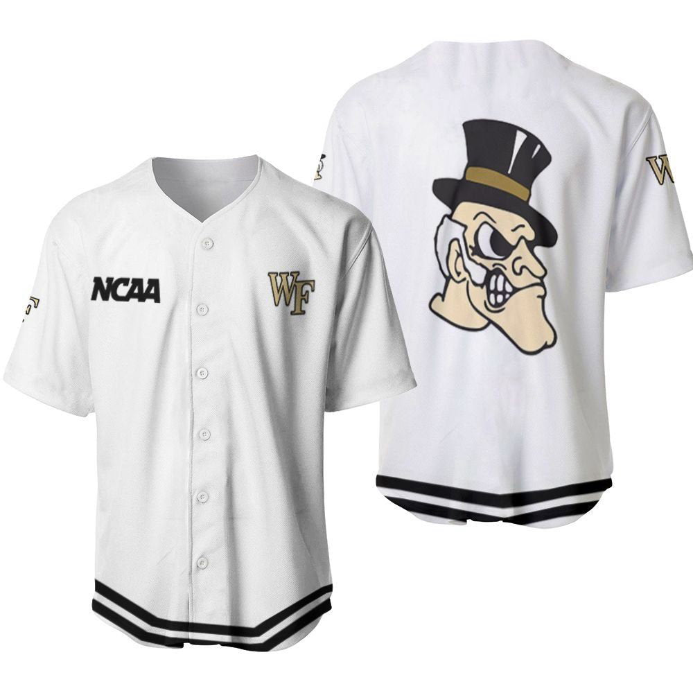 Wake Forest Demon Deacons Classic White With Mascot Gift For Wake Forest Demon Deacons Fans Baseball Jersey Gifts for Fans - lylyprint.com baseball jersey product view 2