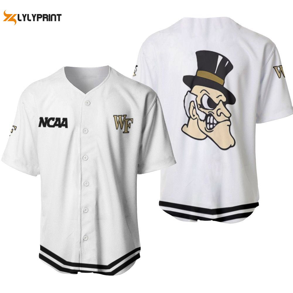 Wake Forest Demon Deacons Classic White With Mascot Gift For Wake Forest Demon Deacons Fans Baseball Jersey Gifts for Fans - lylyprint.com baseball jersey product view 1