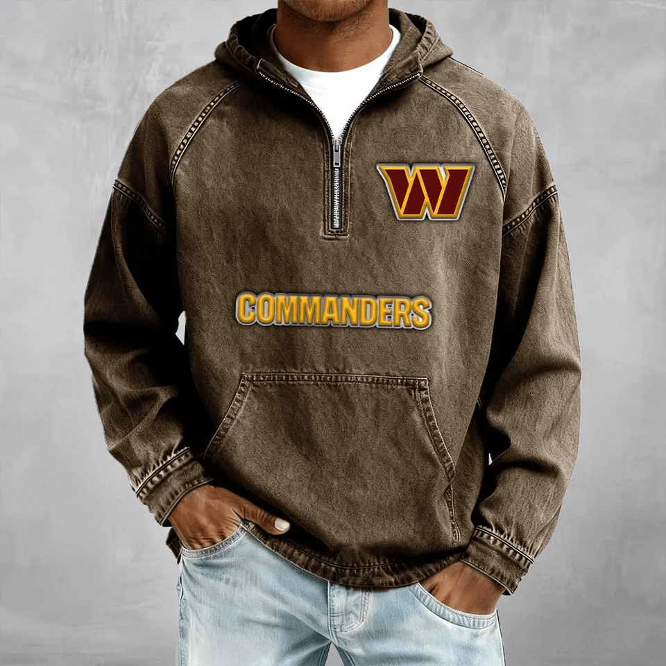 Washington Commanders Men's Half-Zip Denim Hoodie For Fan Unisex T-shirt, Sweatshirt, Hoodie, Long Sleeve Tee - T-Shirt, Sweatshirt, Hoodie