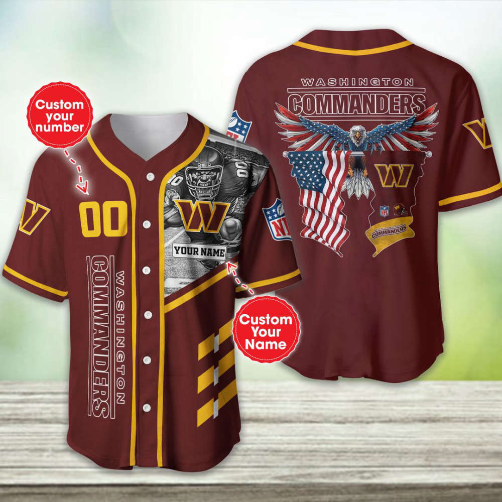 Washington Commanders Personalized Baseball Jersey Fan Gifts - lylyprint.com baseball jersey product view 2