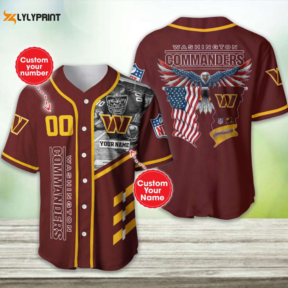 Washington Commanders Personalized Baseball Jersey Fan Gifts - lylyprint.com baseball jersey product view 1