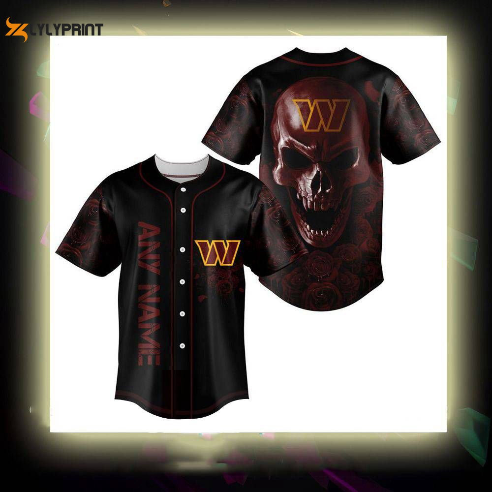 Washington Commanders Personalized Baseball Jersey - lylyprint.com baseball jersey product view 1