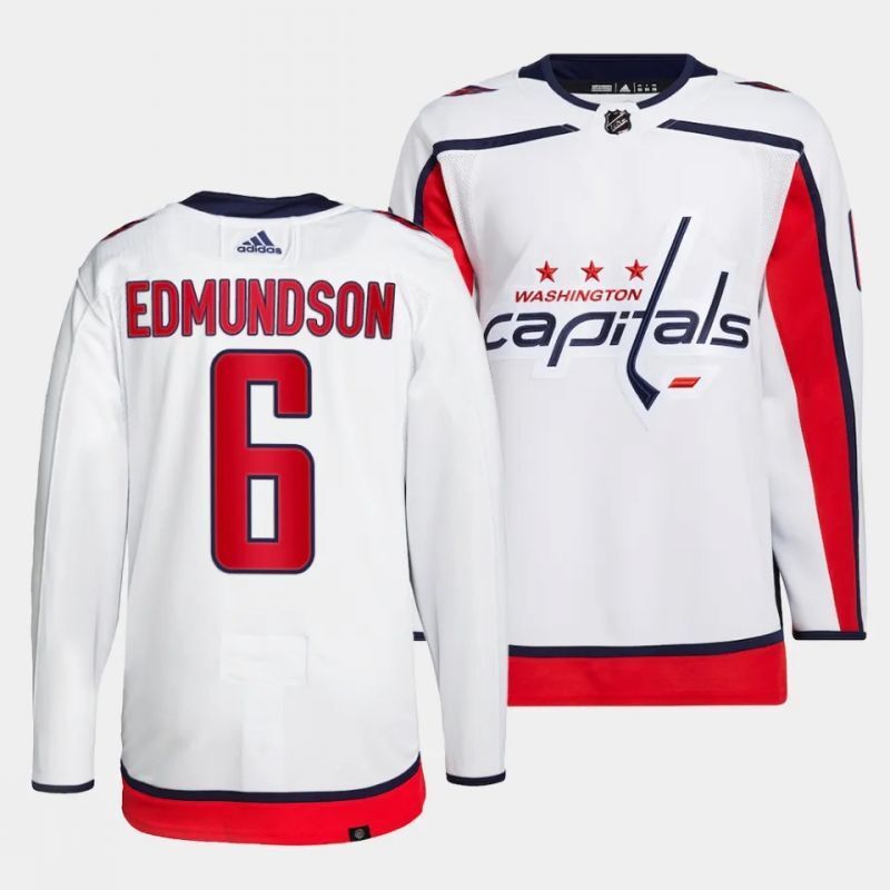 washington capitals #6 joel edmundson away white authentic pro jersey Hockey Jersey hockey jersey product view 1