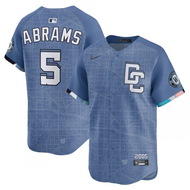 washington nationals #5 cj abrams 2025 city connect limited jersey - blue_1 Baseball Jersey baseball jersey product view 1