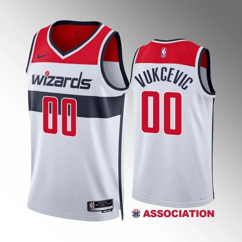 washington wizards #00 tristan vukcevic white association edition men jersey Style 2 Basketball Jersey basketball jersey product view 1