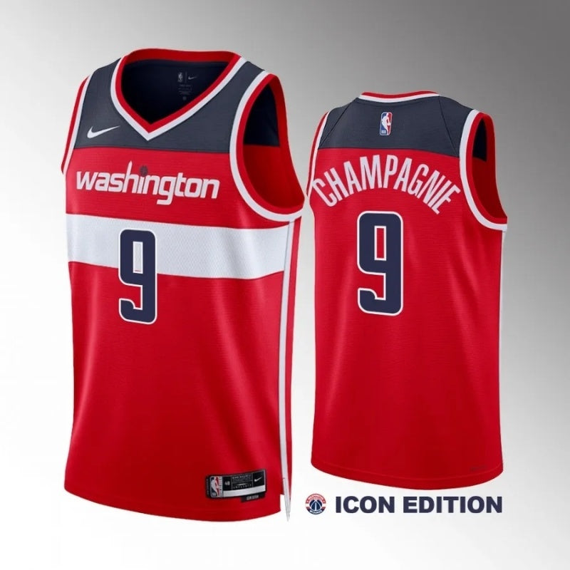 washington wizards #9 justin champagnie icon edition red jersey Basketball Jersey basketball jersey product view 1