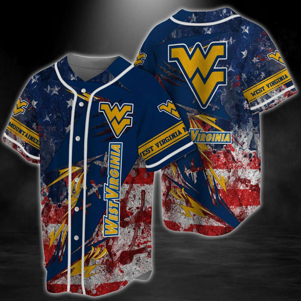 West Virginia Mountaineers Baseball Jersey Gift for Men Women - lylyprint.com baseball jersey product view 2