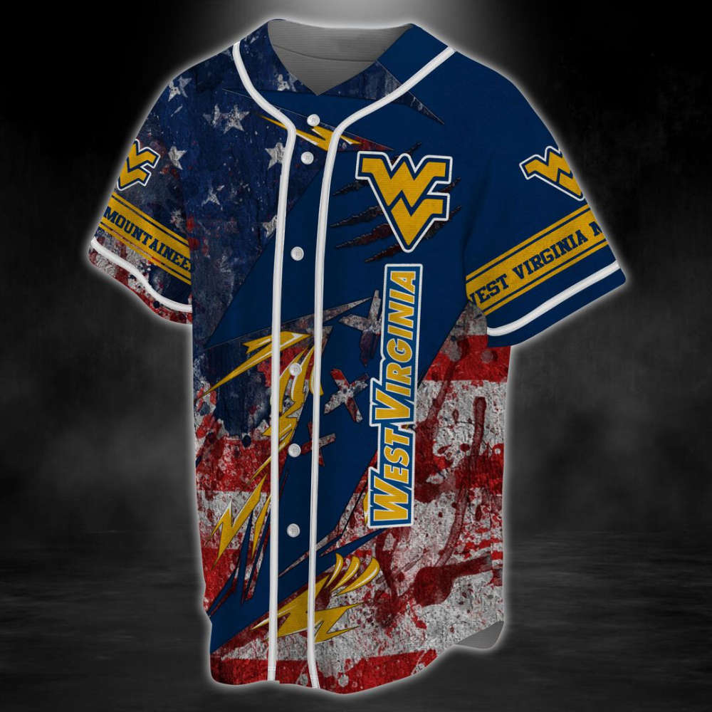 West Virginia Mountaineers Baseball Jersey Gift for Men Women - lylyprint.com baseball jersey product view 4