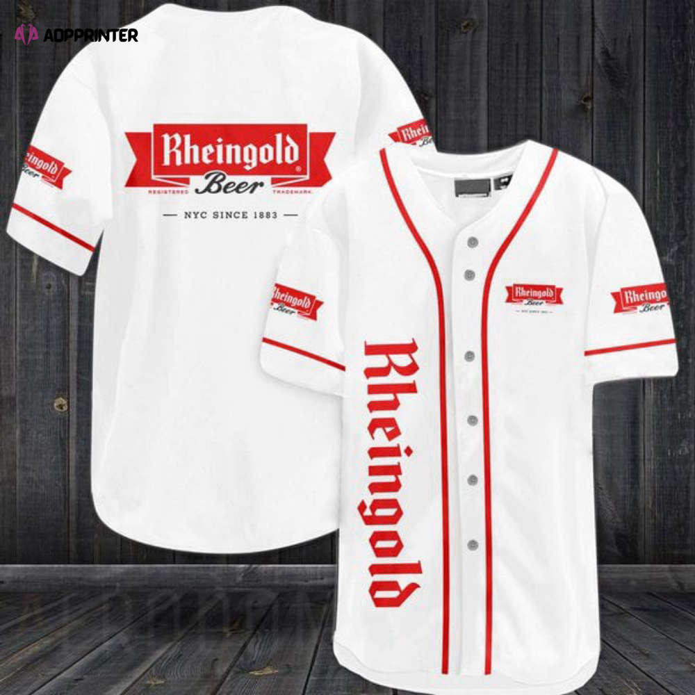 White Rheingold Beer Baseball Jersey baseball jersey product view 1