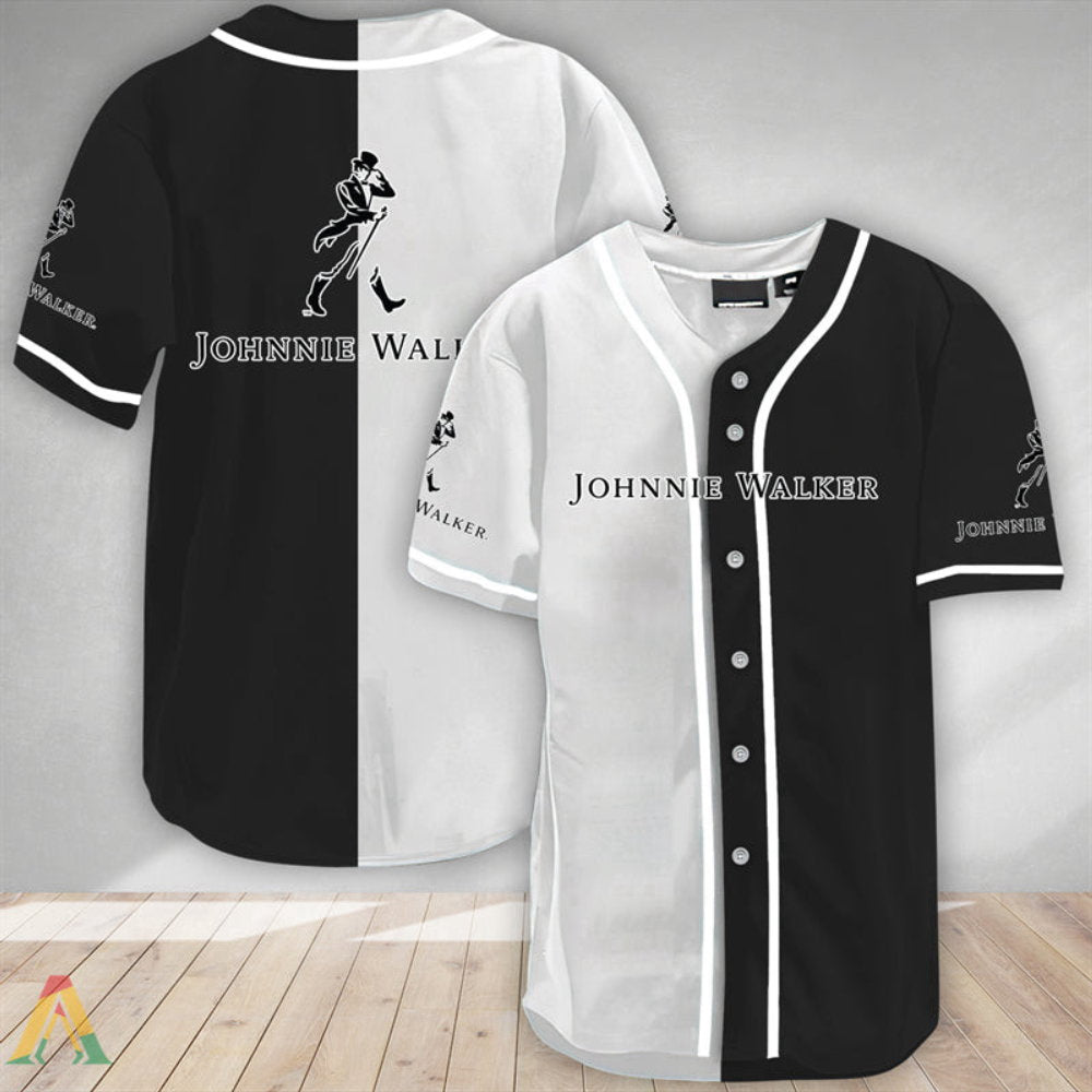 White Split Johnnie Walker Baseball Jersey - Aopprinter baseball jersey product view 2