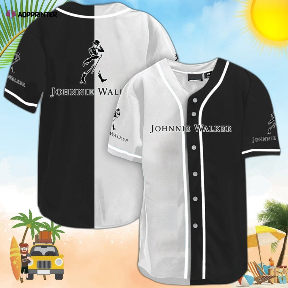 White Split Johnnie Walker Baseball Jersey - Aopprinter baseball jersey product view 1