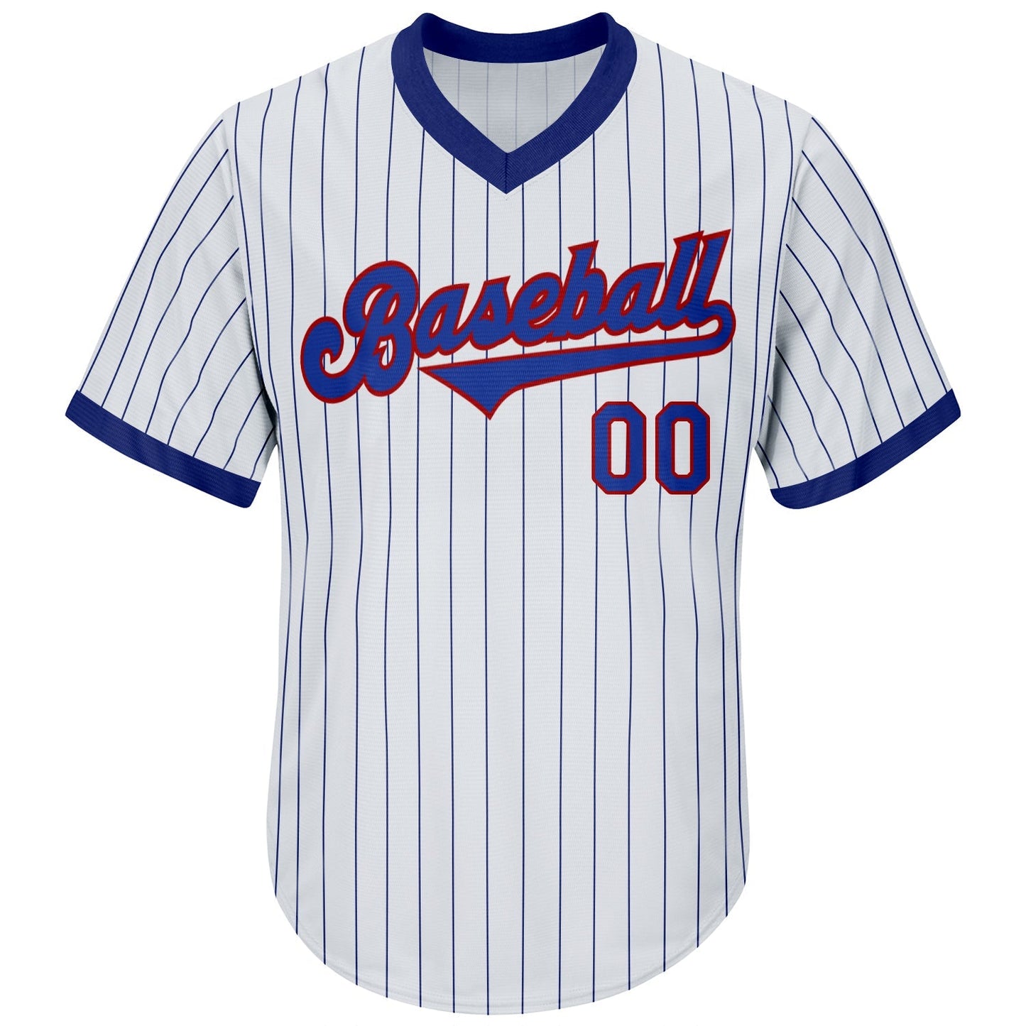 Custom White Royal Pinstripe Royal-Red Authentic Throwback Rib-Knit Baseball Jersey Shirt baseball jersey product view 2
