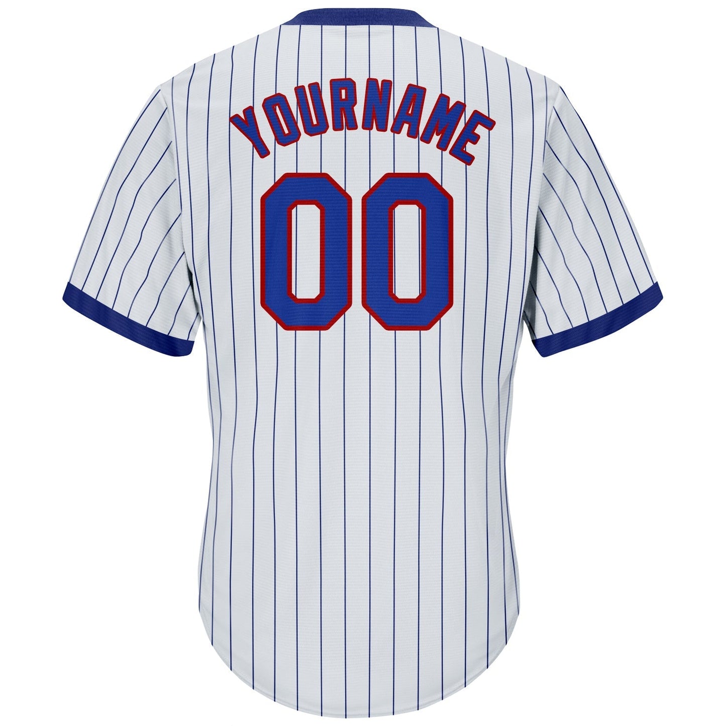 Custom White Royal Pinstripe Royal-Red Authentic Throwback Rib-Knit Baseball Jersey Shirt baseball jersey product view 3