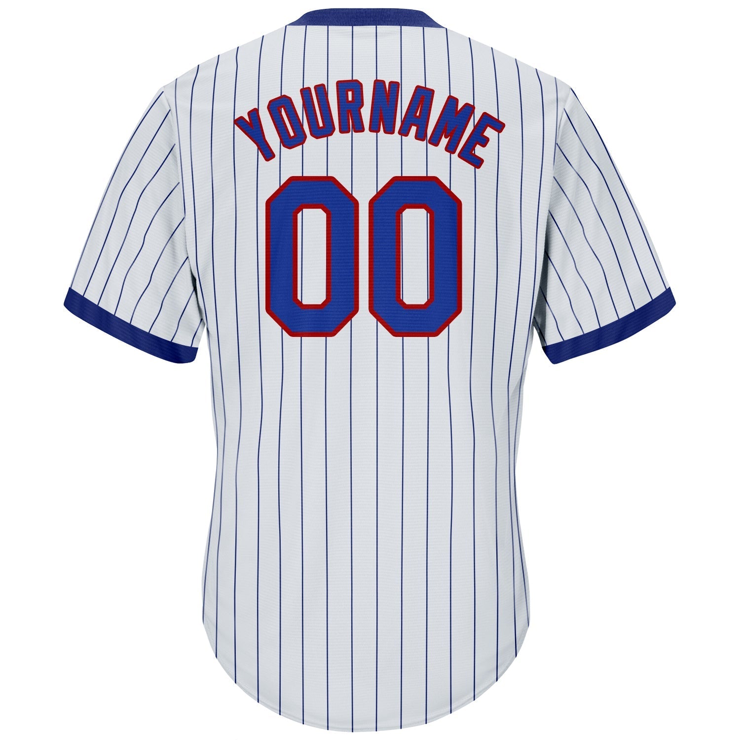 Custom White Royal Pinstripe Royal-Red Authentic Throwback Rib-Knit Baseball Jersey Shirt baseball jersey product view 3
