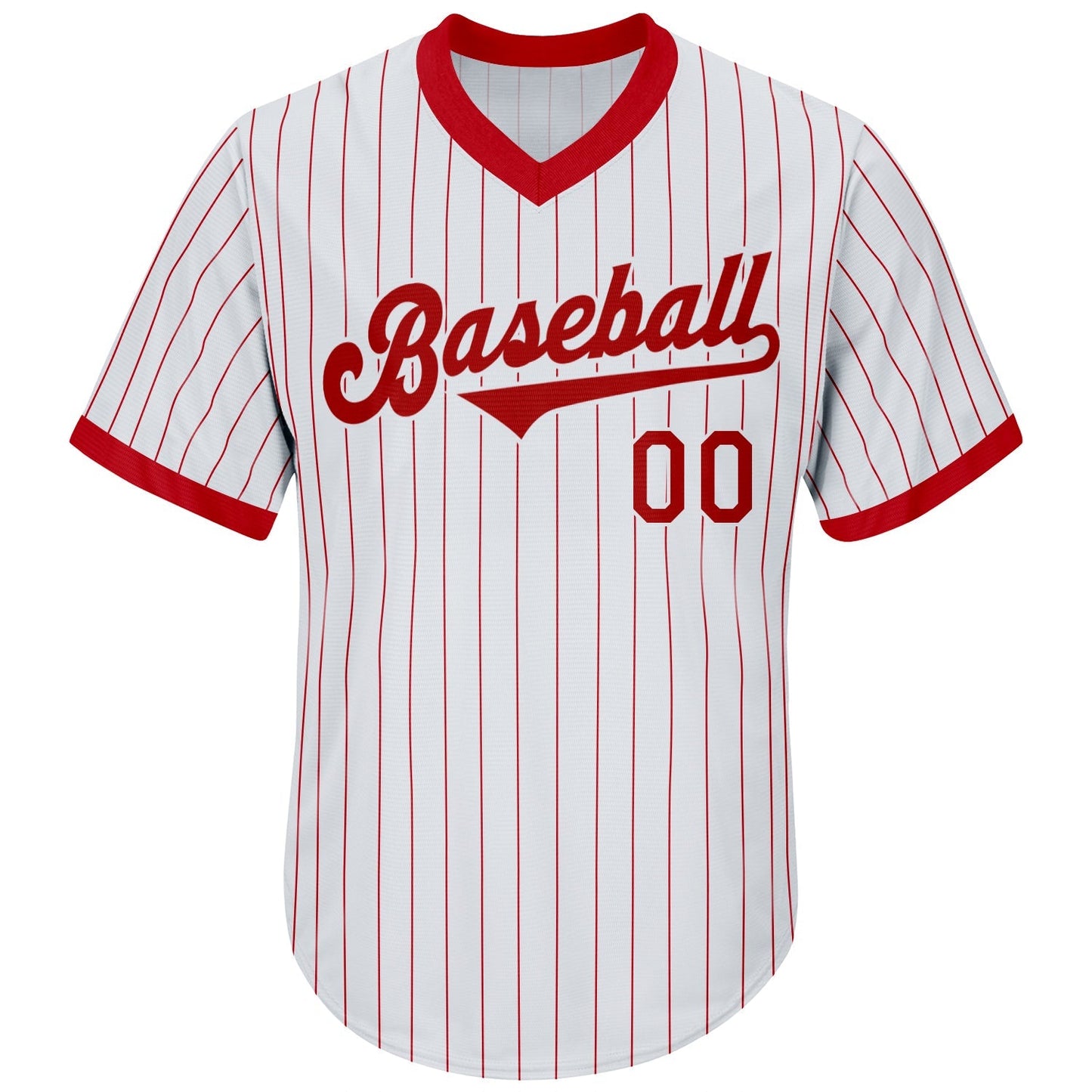 Custom White Red Pinstripe Red-White Authentic Throwback Rib-Knit Baseball Jersey Shirt baseball jersey product view 2