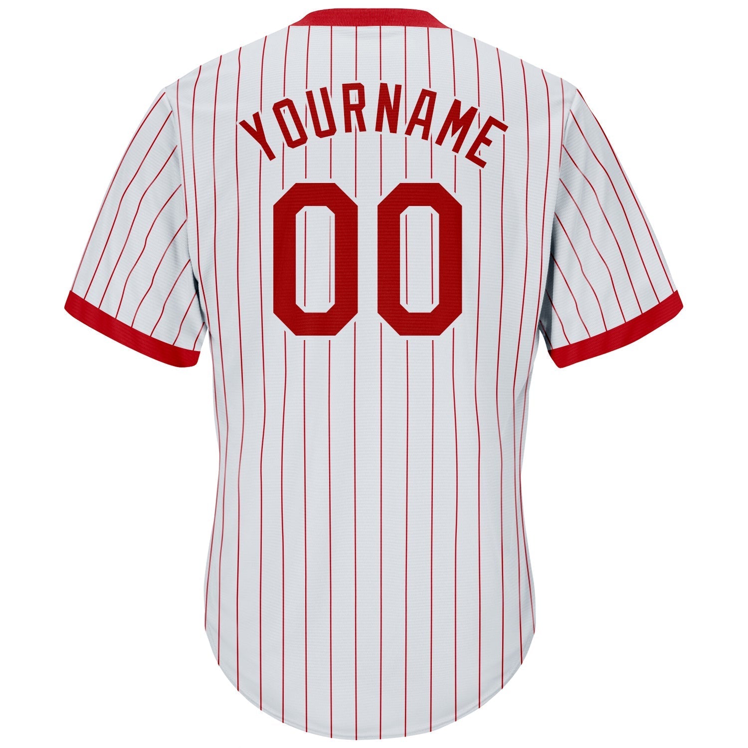 Custom White Red Pinstripe Red-White Authentic Throwback Rib-Knit Baseball Jersey Shirt baseball jersey product view 3