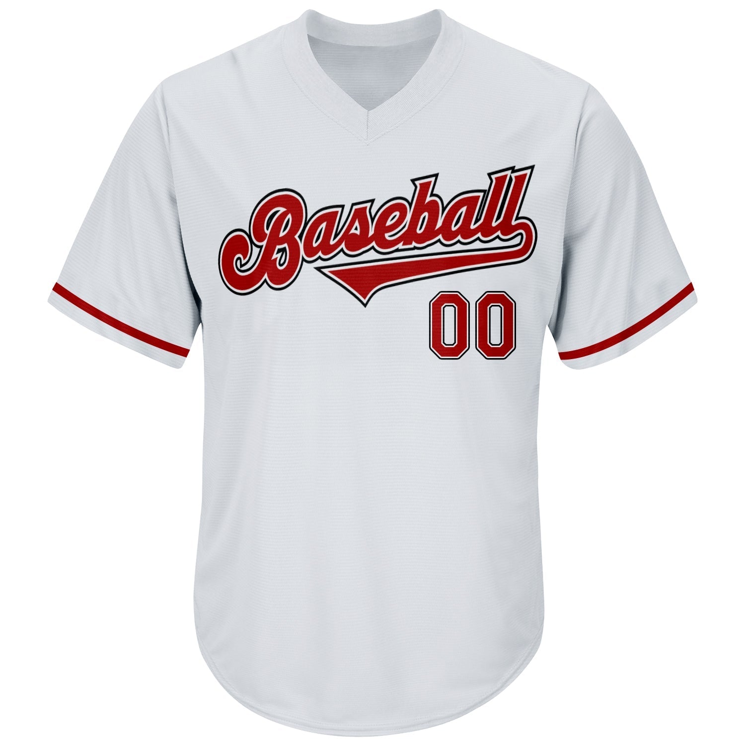 Custom White Red-Black Authentic Throwback Rib-Knit Baseball Jersey Shirt baseball jersey product view 2