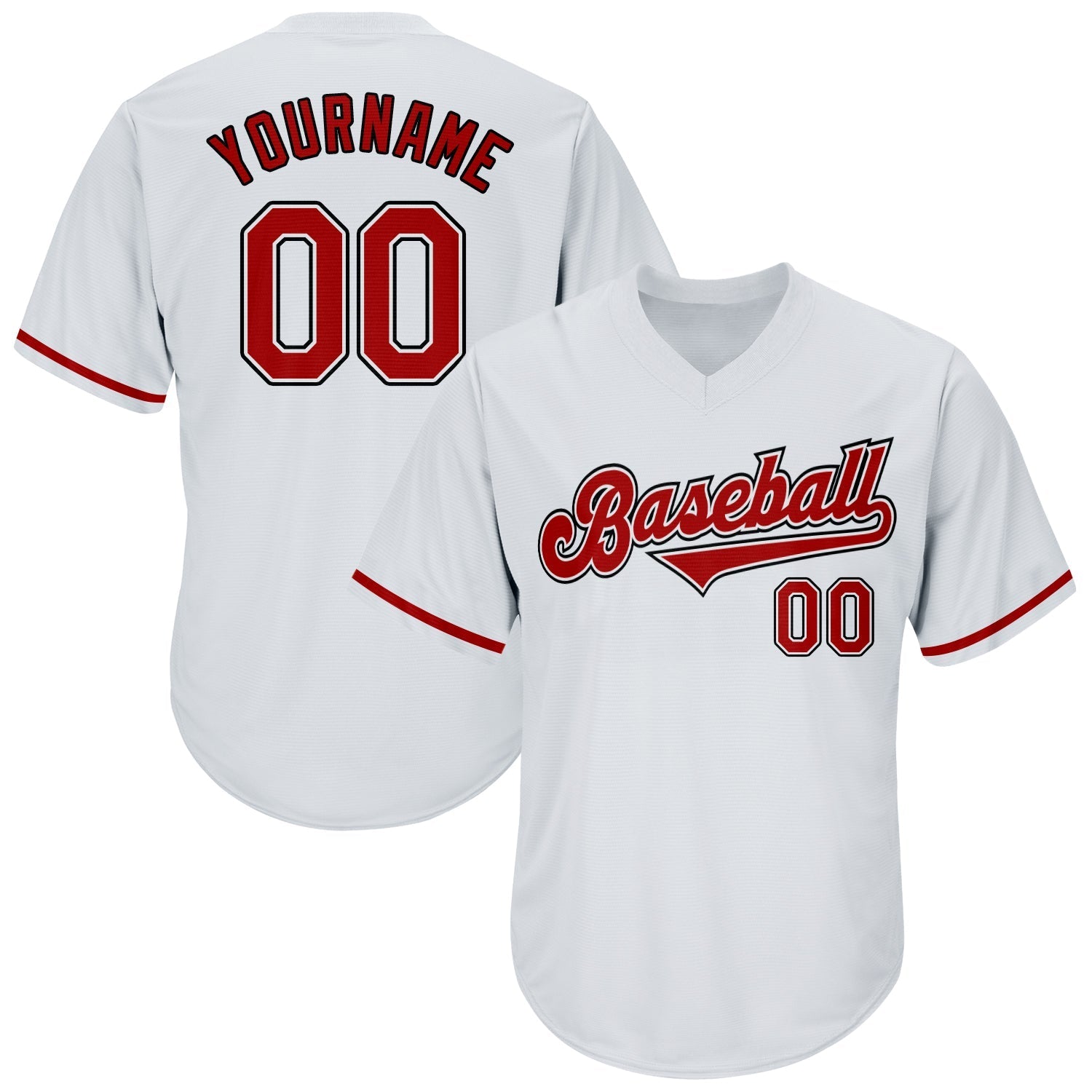 Custom White Red-Black Authentic Throwback Rib-Knit Baseball Jersey Shirt baseball jersey product view 1
