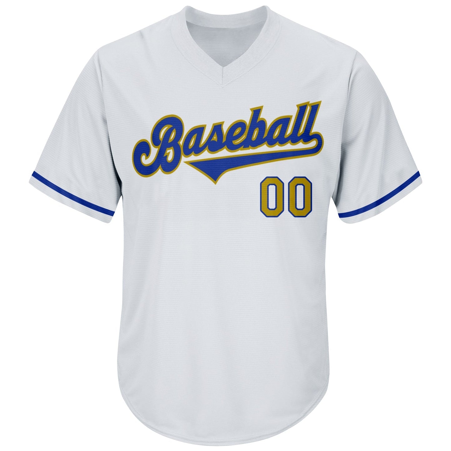 Custom White Old Gold-Royal Authentic Throwback Rib-Knit Baseball Jersey Shirt baseball jersey product view 2