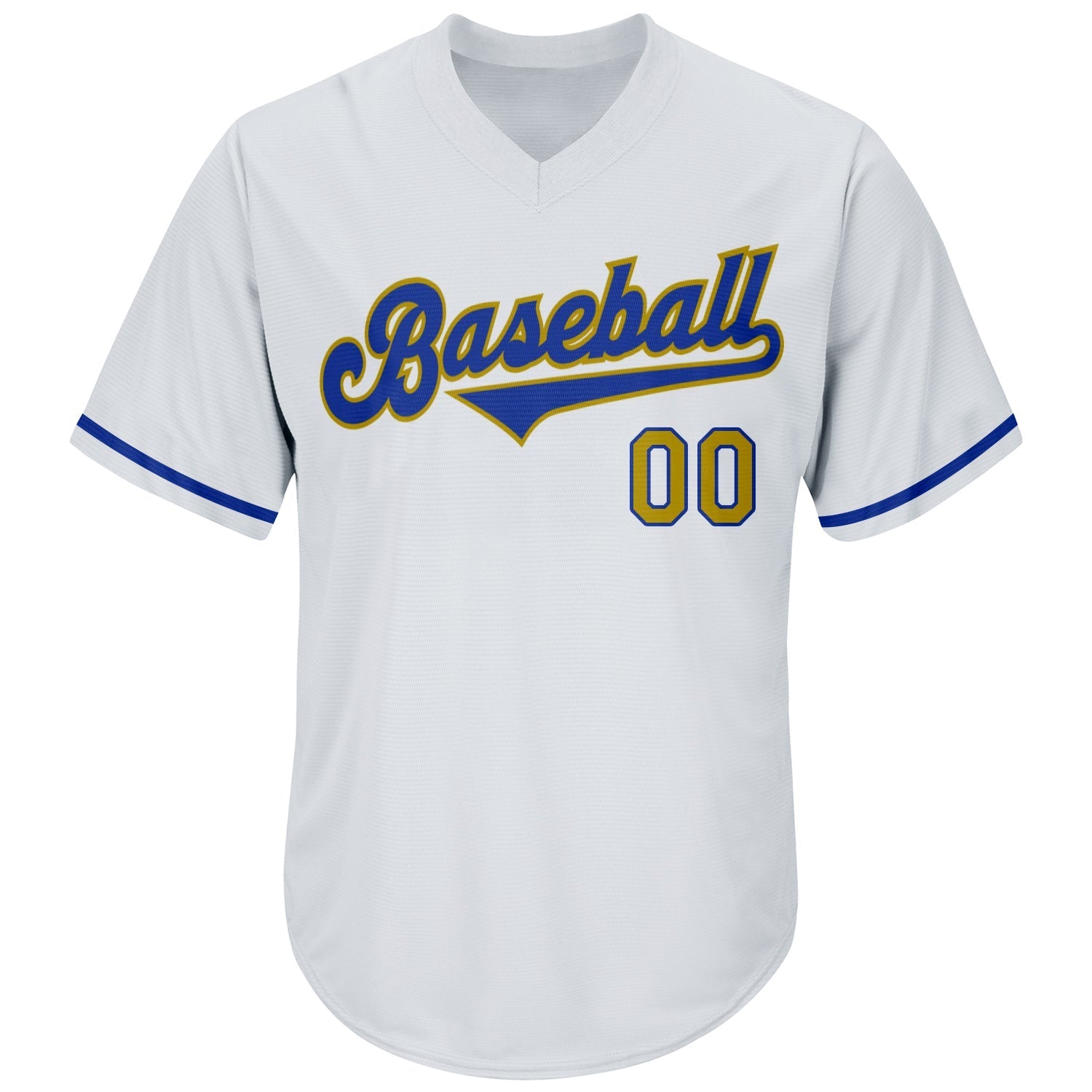 Custom White Old Gold-Royal Authentic Throwback Rib-Knit Baseball Jersey Shirt baseball jersey product view 2