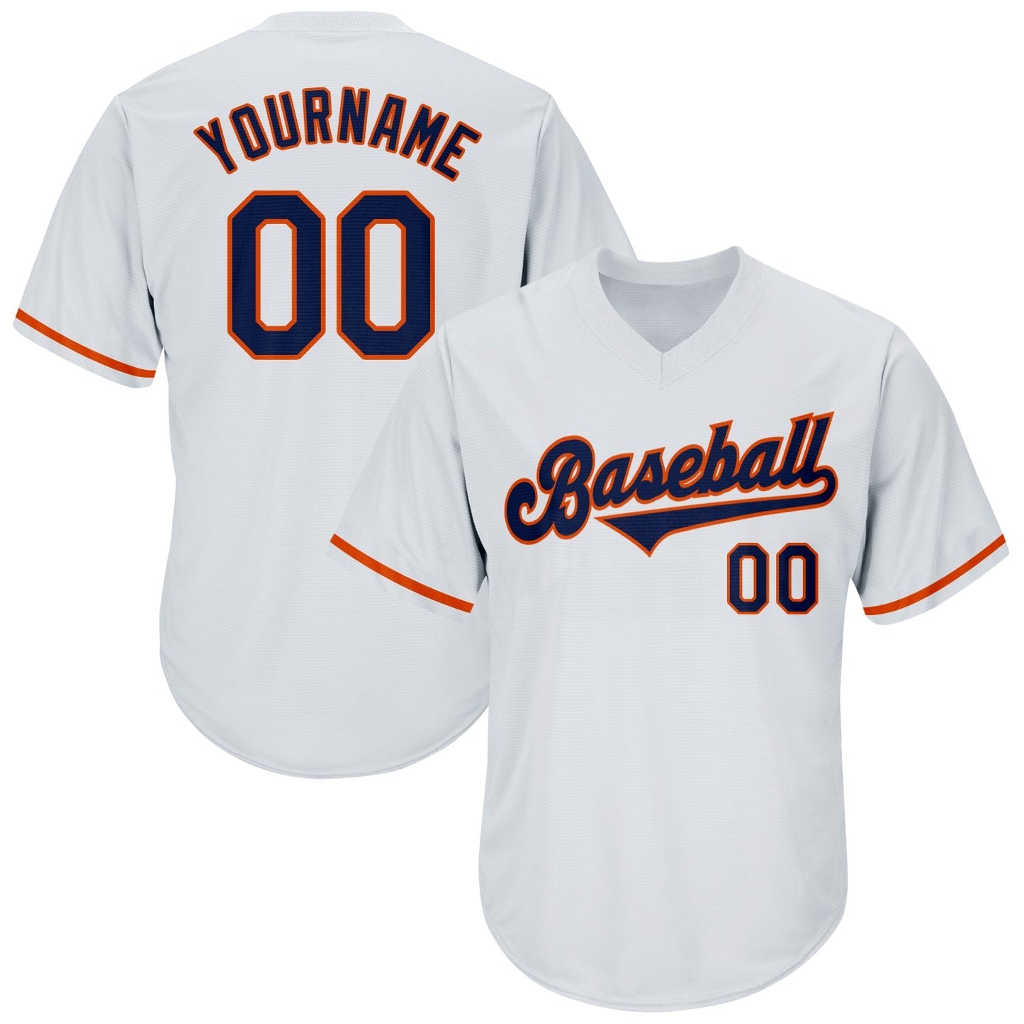 Custom White Navy-Orange Authentic Throwback Rib-Knit Baseball Jersey Shirt baseball jersey product view 1