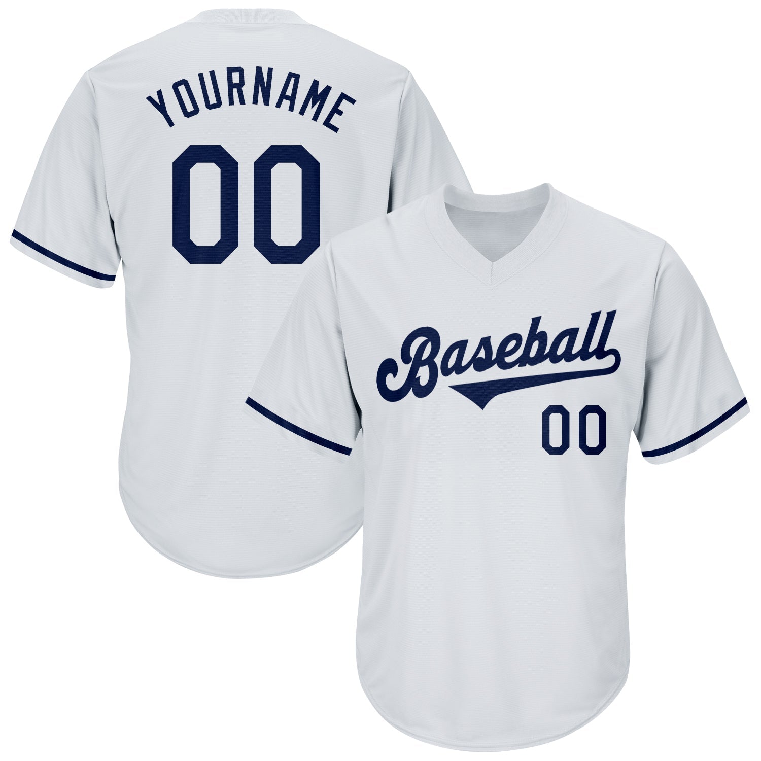 Custom White Navy Authentic Throwback Rib-Knit Baseball Jersey Shirt baseball jersey product view 1