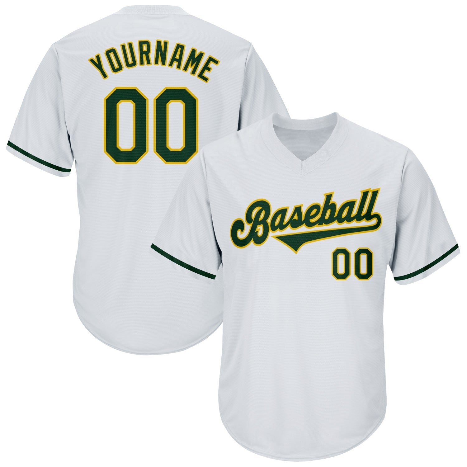 Custom White Green-Gold Authentic Throwback Rib-Knit Baseball Jersey Shirt baseball jersey product view 1