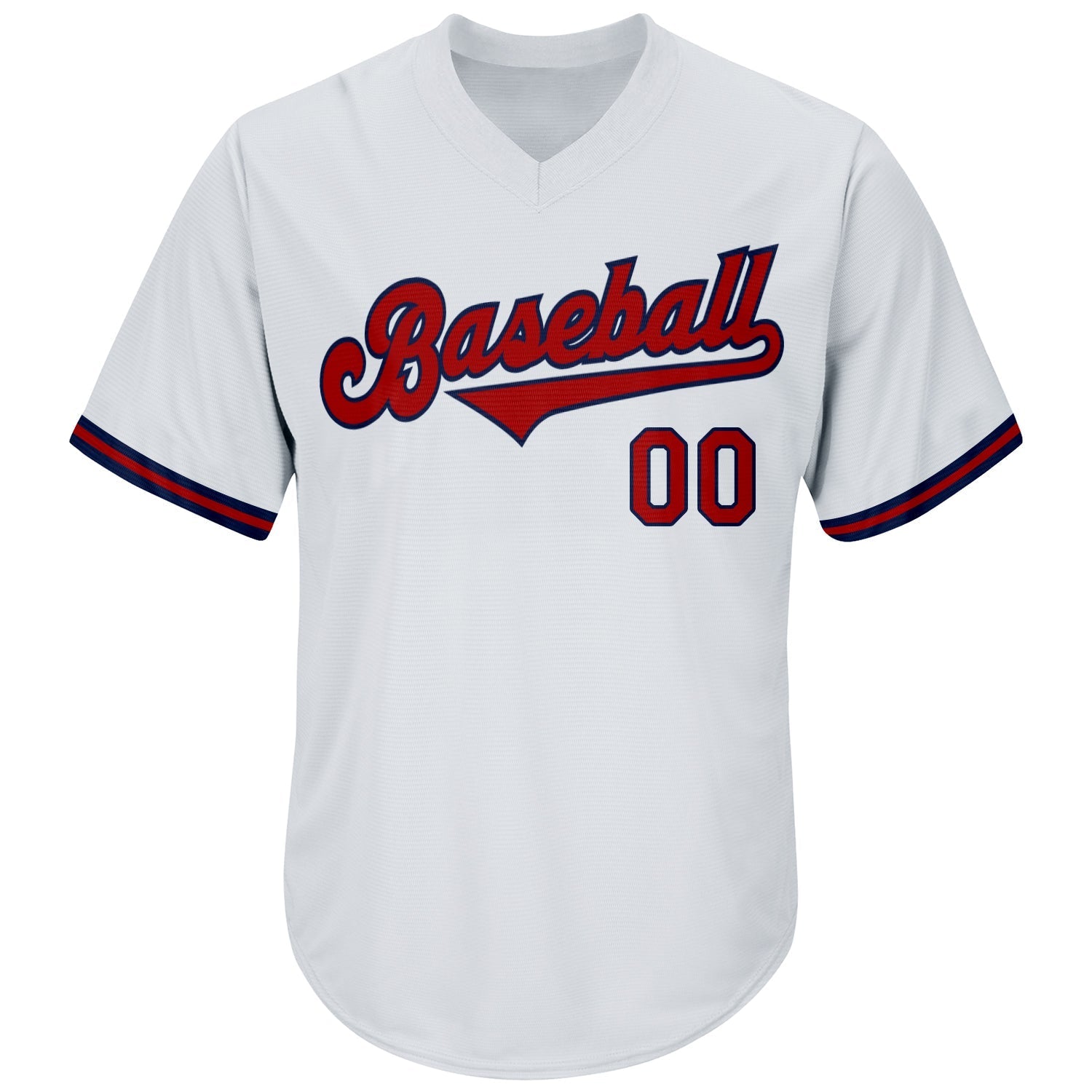 Custom White Red-Navy Authentic Throwback Rib-Knit Baseball Jersey Shirt baseball jersey product view 2