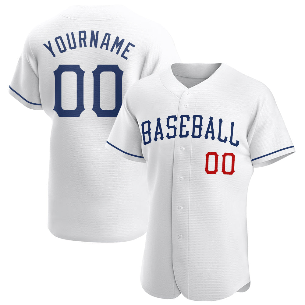 Custom White Royal-Red Authentic Baseball Jersey baseball jersey product view 1