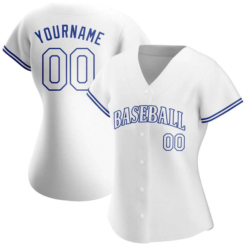 Custom White White-Royal Authentic Baseball Jersey baseball jersey product view 2