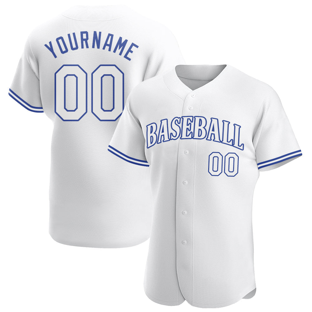 Custom White White-Royal Authentic Baseball Jersey baseball jersey product view 1