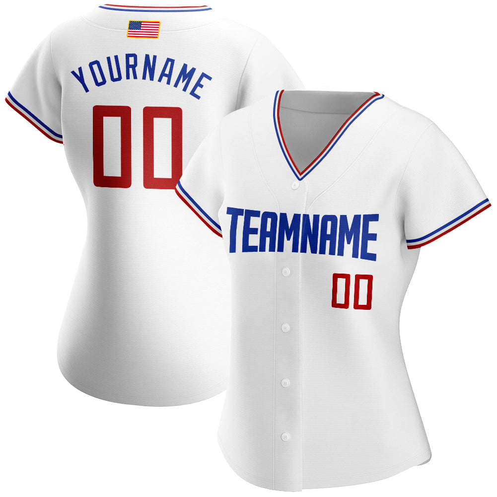 Custom White Red-Royal Authentic American Flag Fashion Baseball Jersey baseball jersey product view 2