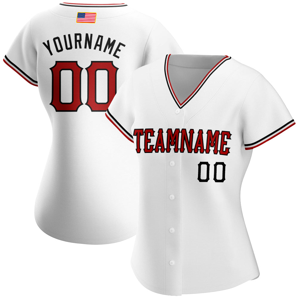 Custom White Red-Black Authentic American Flag Fashion Baseball Jersey baseball jersey product view 2
