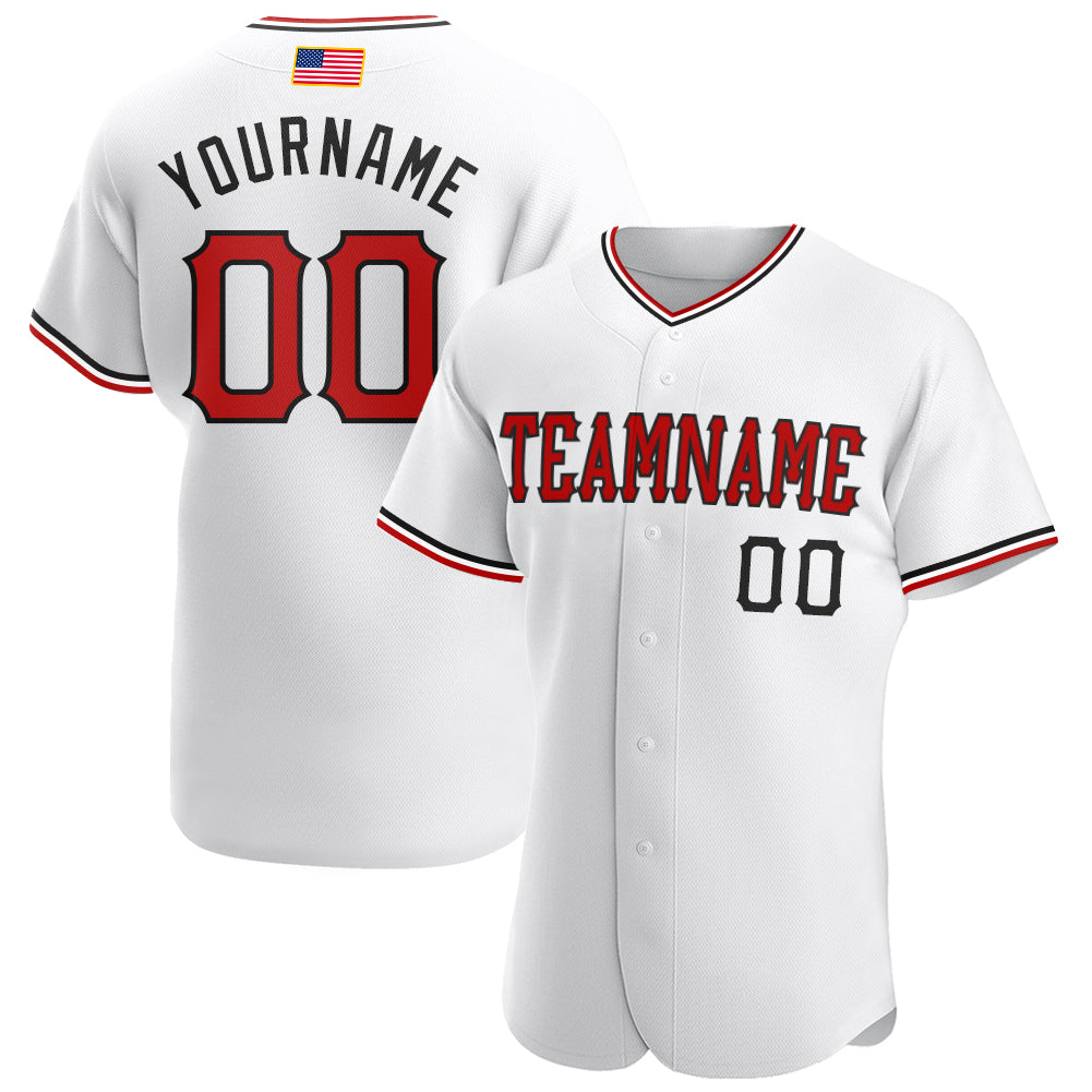 Custom White Red-Black Authentic American Flag Fashion Baseball Jersey baseball jersey product view 1