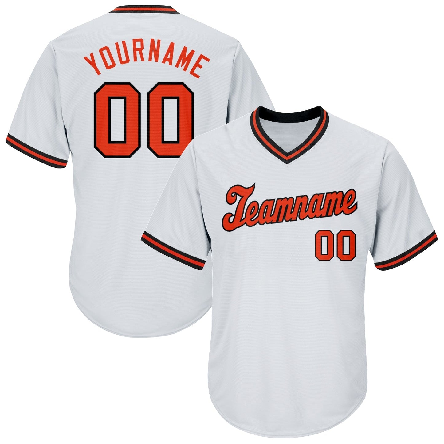 Custom White Orange-Black Authentic Throwback Rib-Knit Baseball Jersey Shirt baseball jersey product view 1