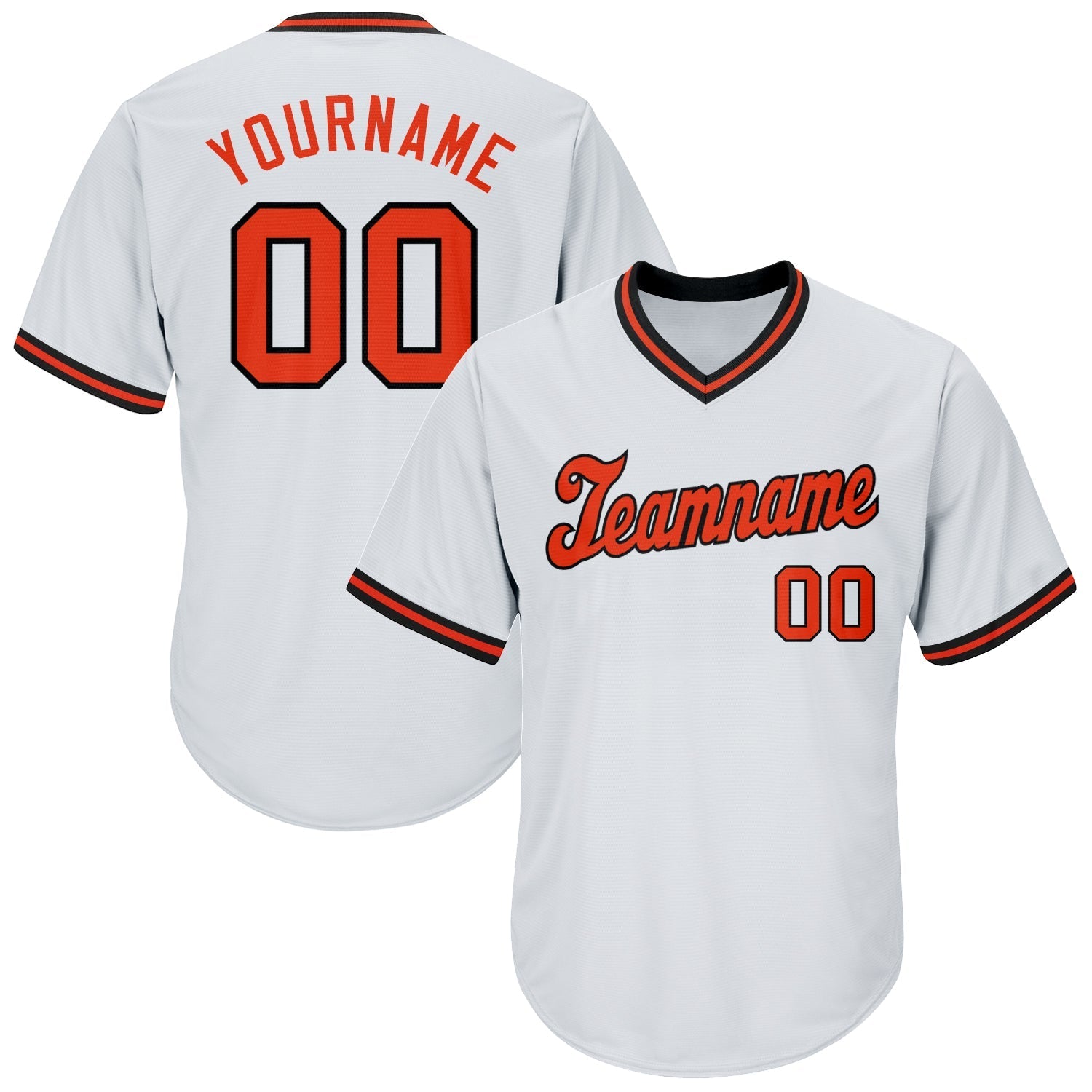 Custom White Orange-Black Authentic Throwback Rib-Knit Baseball Jersey Shirt baseball jersey product view 1