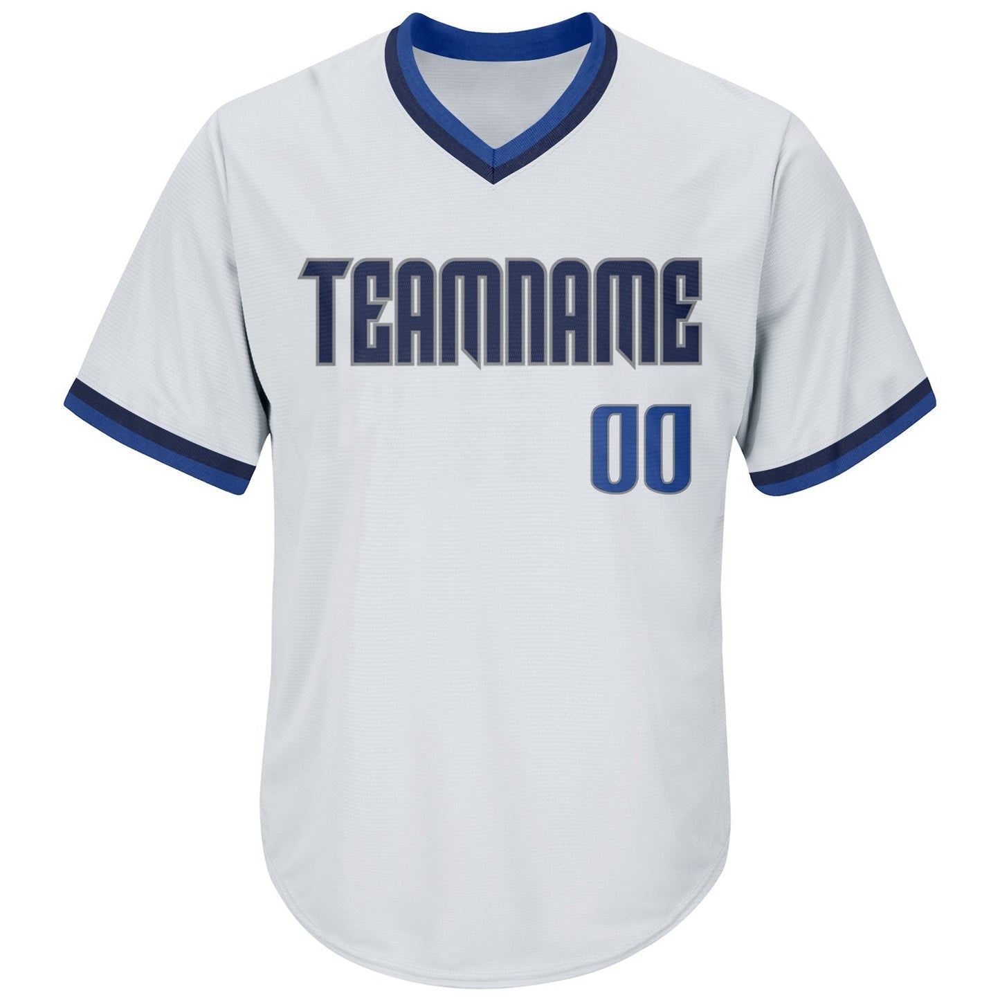 Custom White Blue-Navy Authentic Throwback Rib-Knit Baseball Jersey Shirt baseball jersey product view 2