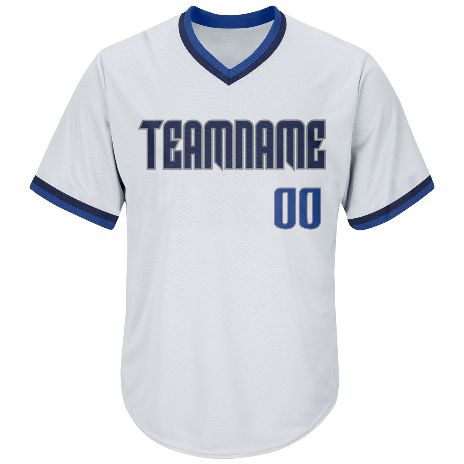 Custom White Blue-Navy Authentic Throwback Rib-Knit Baseball Jersey Shirt baseball jersey product view 2