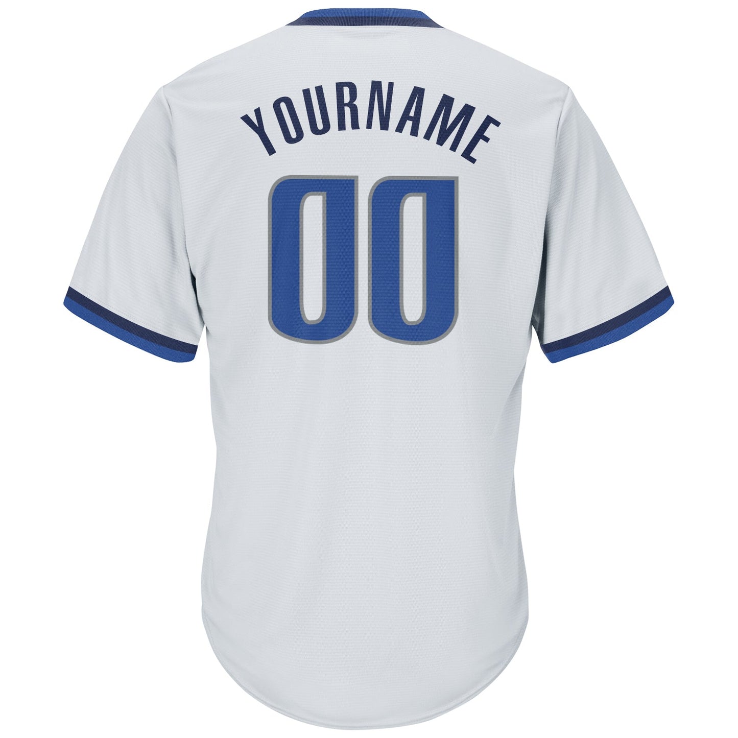 Custom White Blue-Navy Authentic Throwback Rib-Knit Baseball Jersey Shirt baseball jersey product view 3