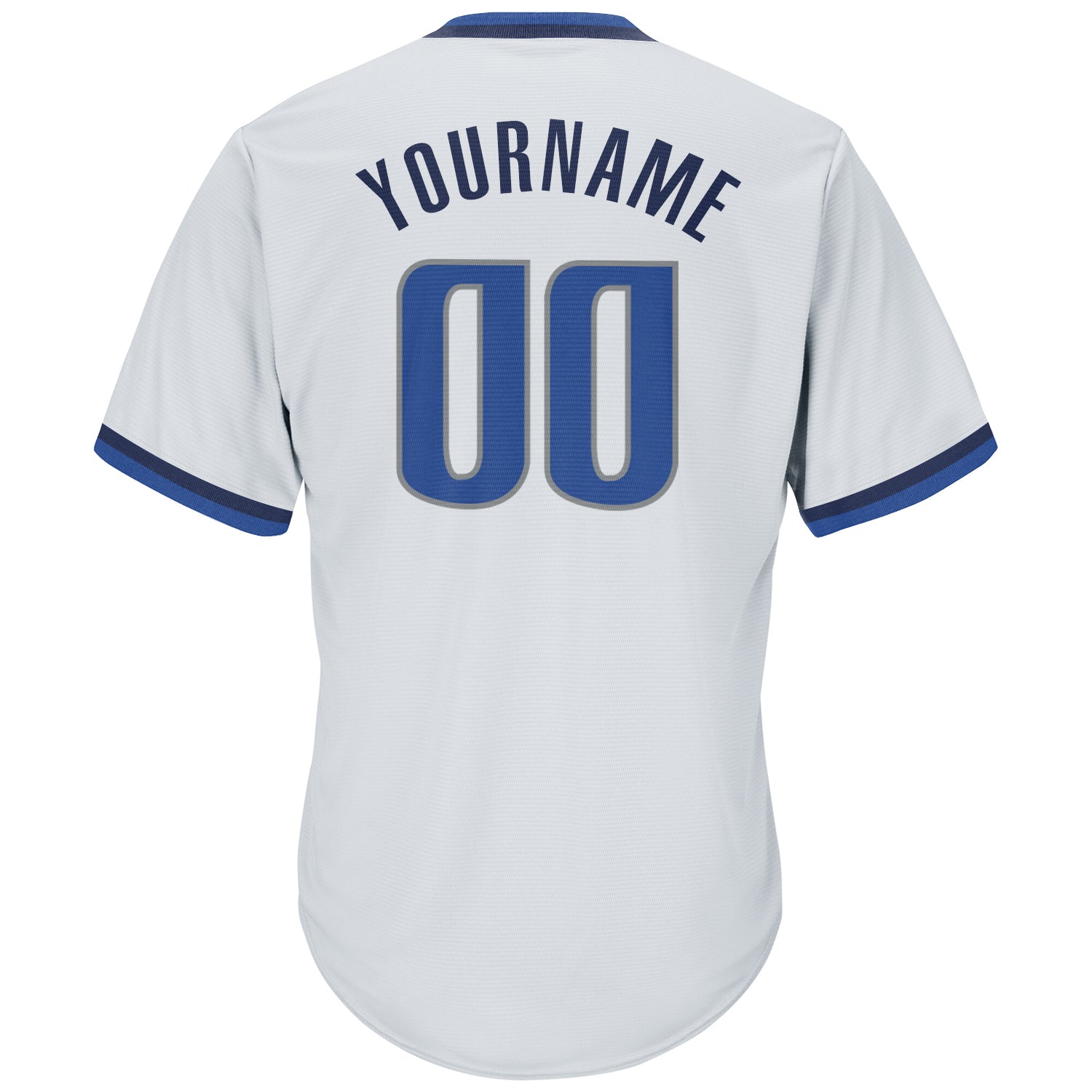 Custom White Blue-Navy Authentic Throwback Rib-Knit Baseball Jersey Shirt baseball jersey product view 3