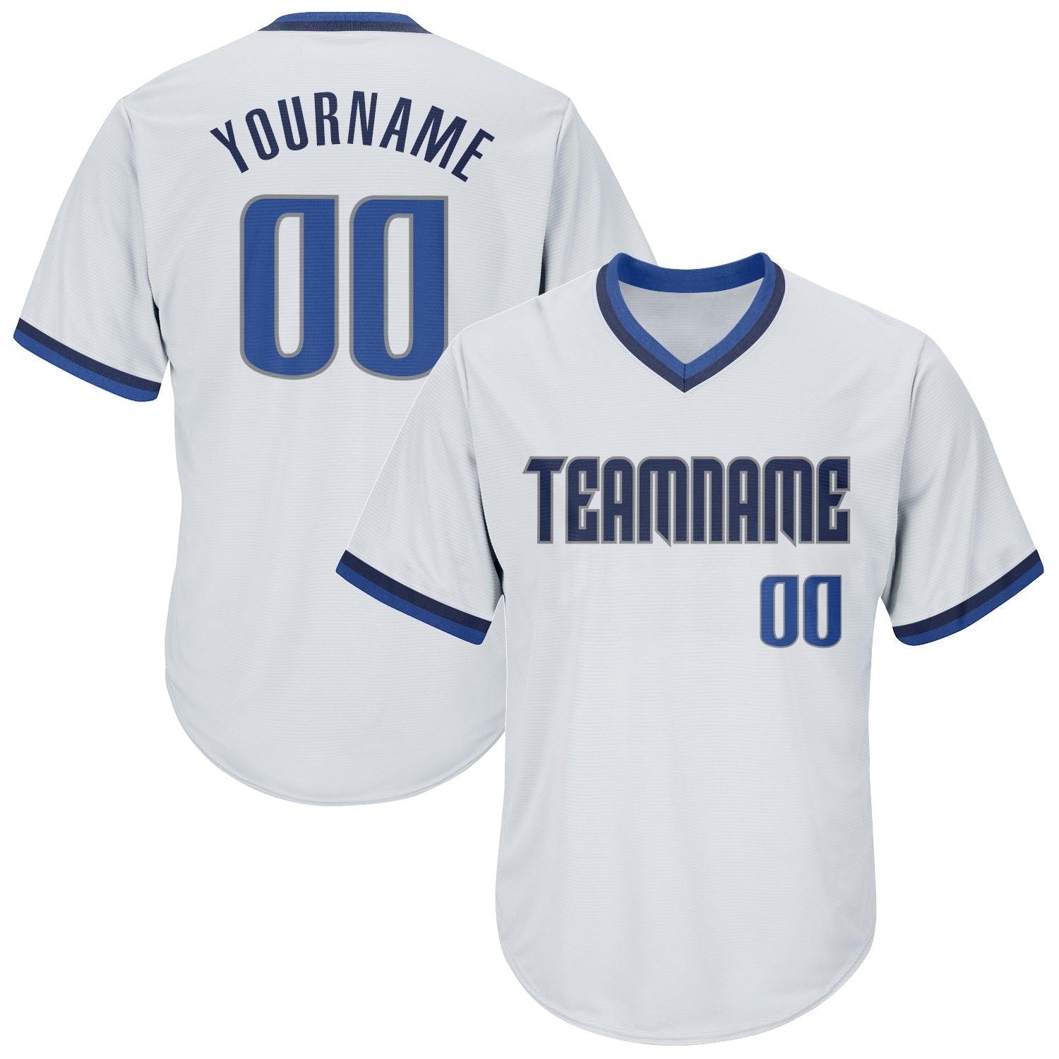Custom White Blue-Navy Authentic Throwback Rib-Knit Baseball Jersey Shirt baseball jersey product view 1