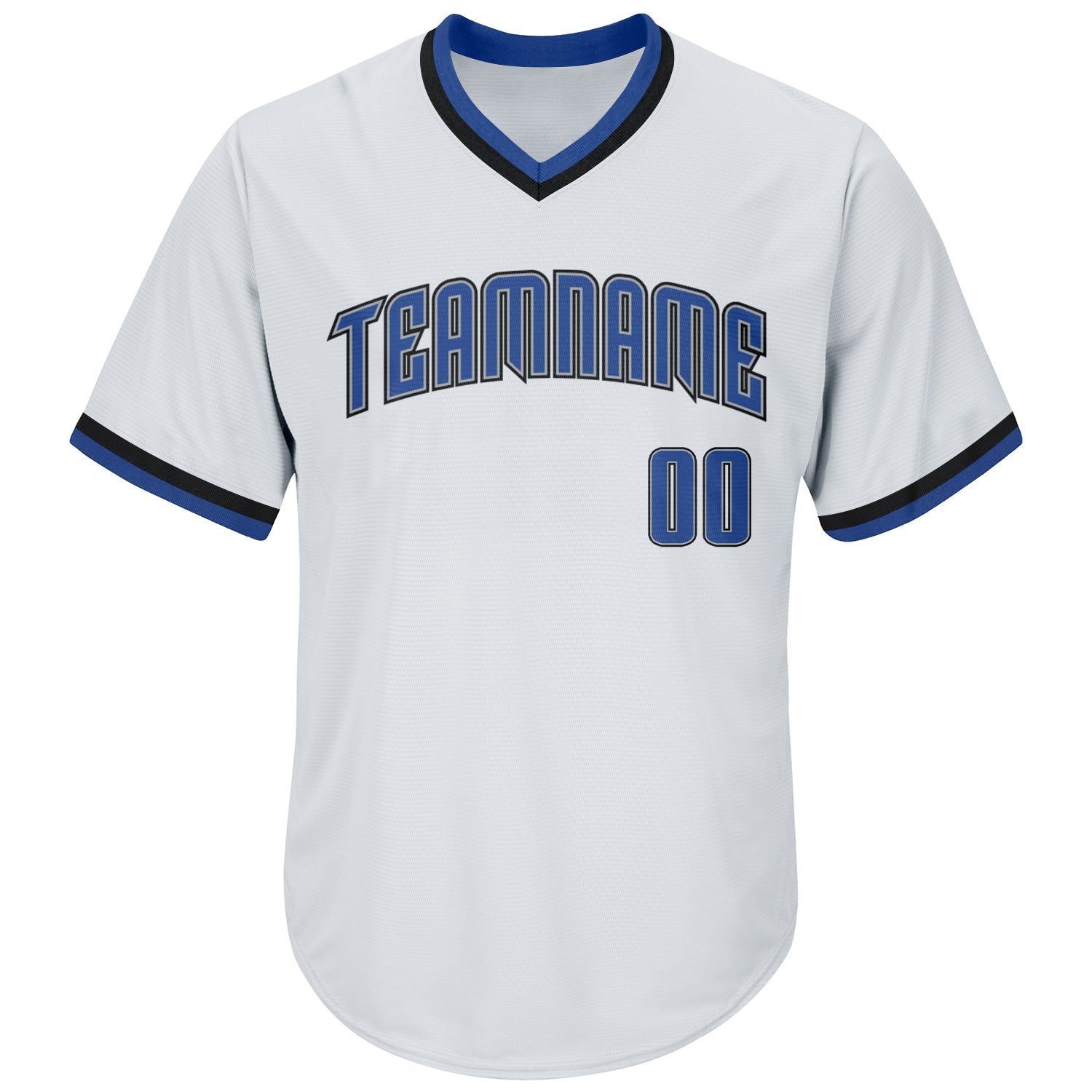 Custom White Blue-Black Authentic Throwback Rib-Knit Baseball Jersey Shirt baseball jersey product view 2