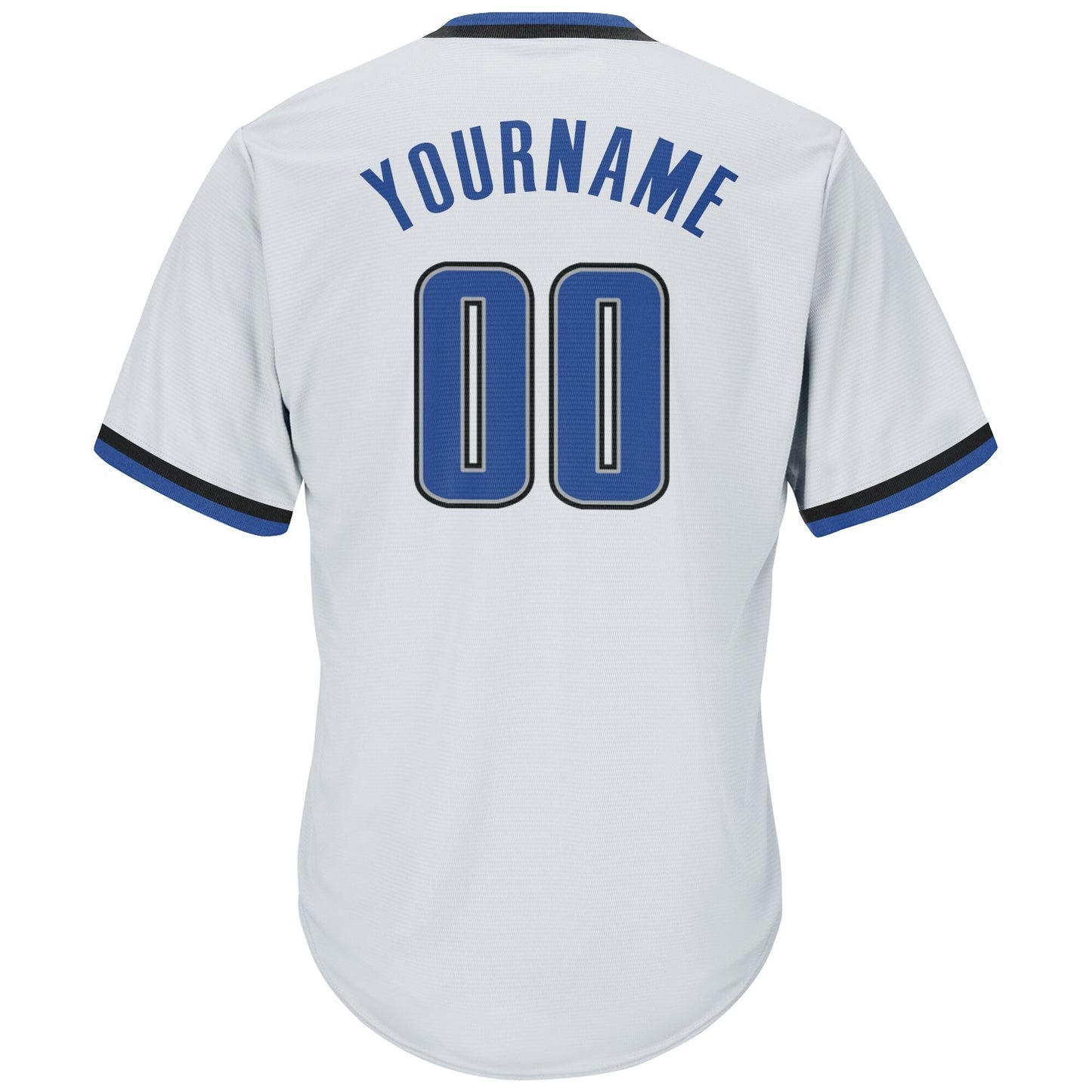 Custom White Blue-Black Authentic Throwback Rib-Knit Baseball Jersey Shirt baseball jersey product view 3