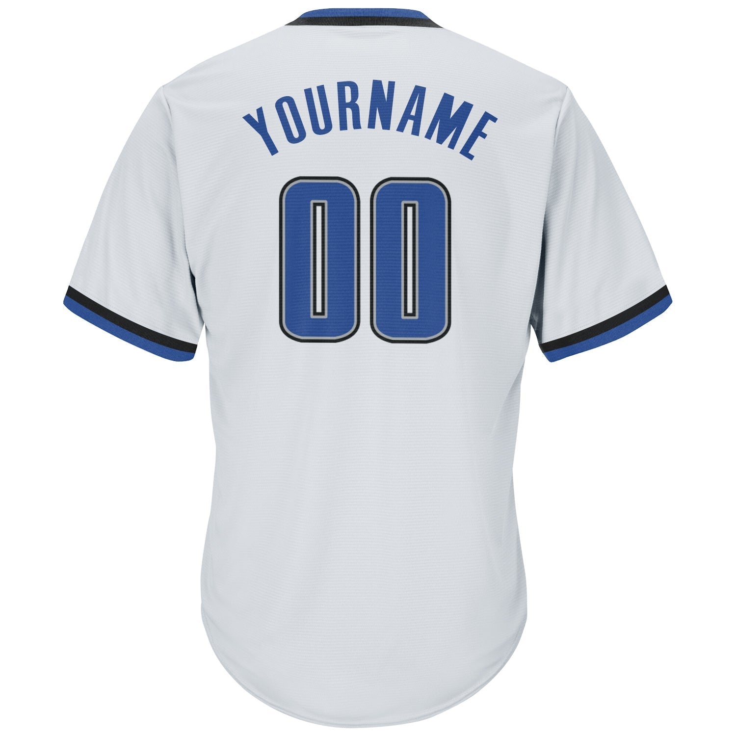 Custom White Blue-Black Authentic Throwback Rib-Knit Baseball Jersey Shirt baseball jersey product view 3