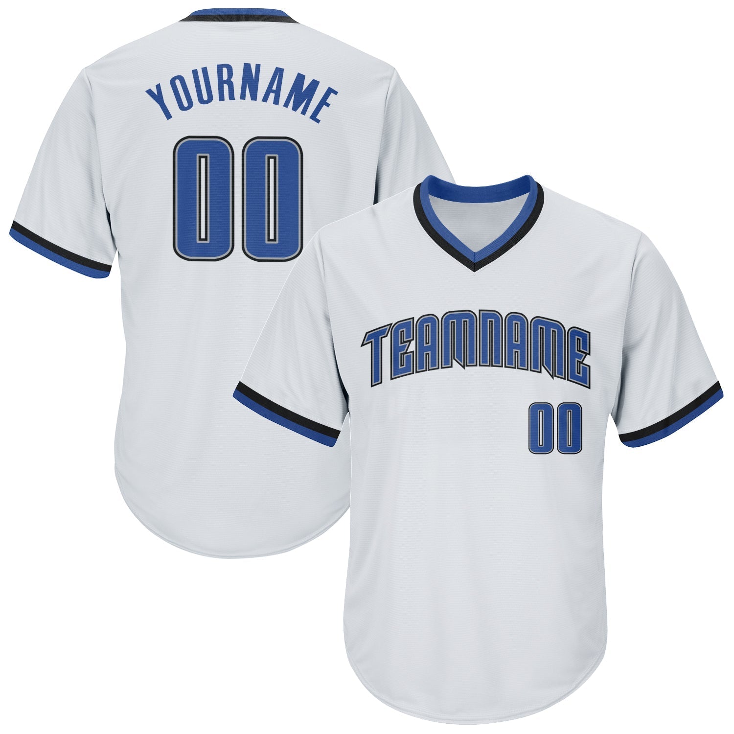 Custom White Blue-Black Authentic Throwback Rib-Knit Baseball Jersey Shirt baseball jersey product view 1