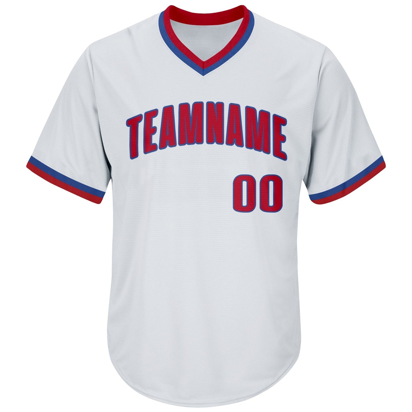 Custom White Red-Royal Authentic Throwback Rib-Knit Baseball Jersey Shirt baseball jersey product view 2