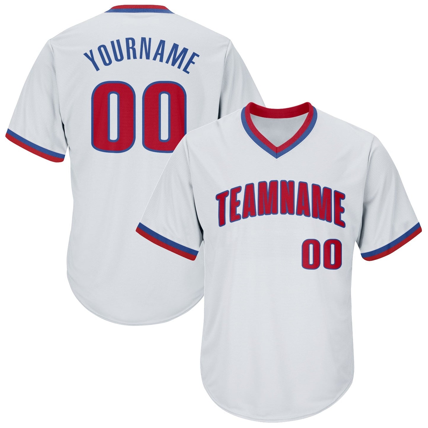 Custom White Red-Royal Authentic Throwback Rib-Knit Baseball Jersey Shirt baseball jersey product view 1