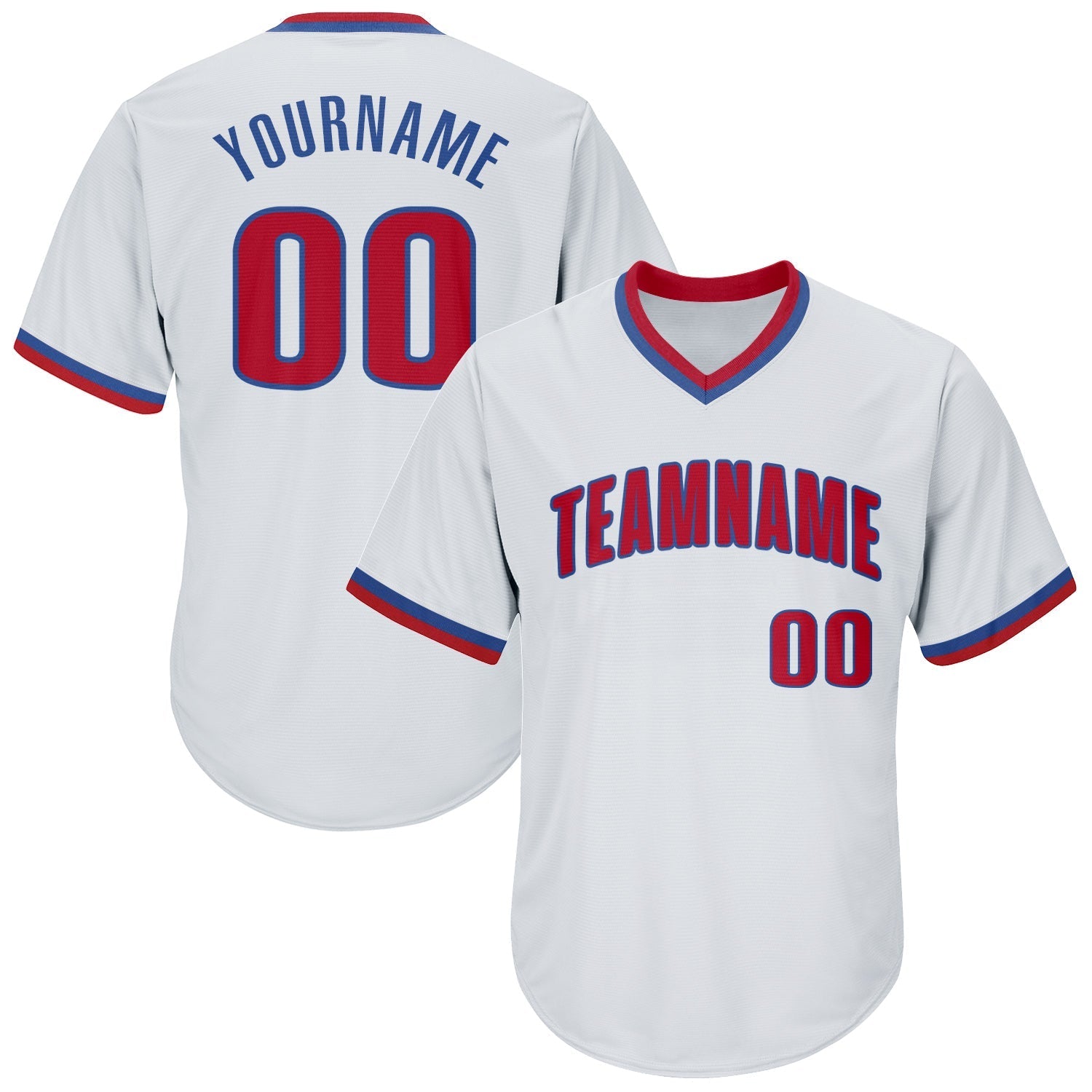 Custom White Red-Royal Authentic Throwback Rib-Knit Baseball Jersey Shirt baseball jersey product view 1