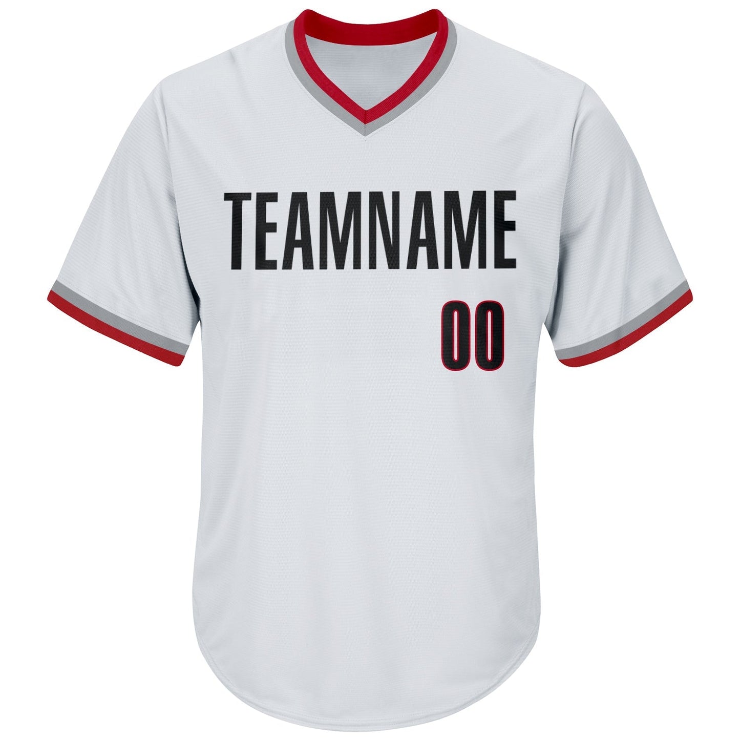 Custom White Black-Red Authentic Throwback Rib-Knit Baseball Jersey Shirt baseball jersey product view 2